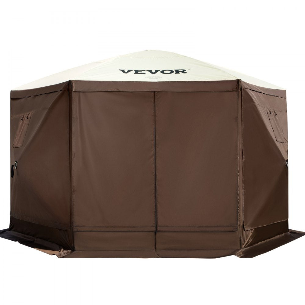 Special Offer  Camping Gazebo Screen Tent, 12*12ft, 6 Sided Pop-up Canopy Shelter Tent with Mesh Windows, Portable Carry Bag, Stakes, Large Shade Tents for Outdoor Camping