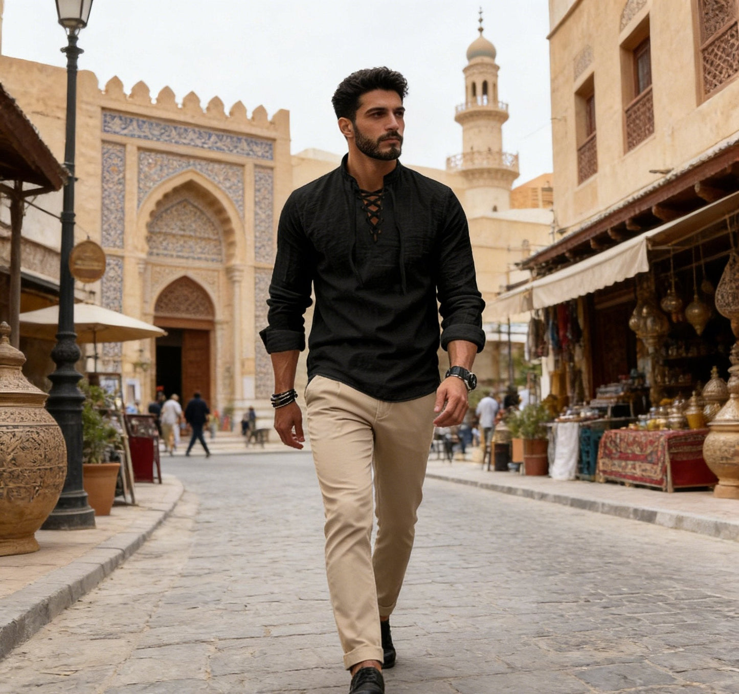 🔥HOT SALE🔥Men's Vintage V-neck T-shirt Linen Pirate Medieval Viking Gothic Tops Shirts Long Sleeved