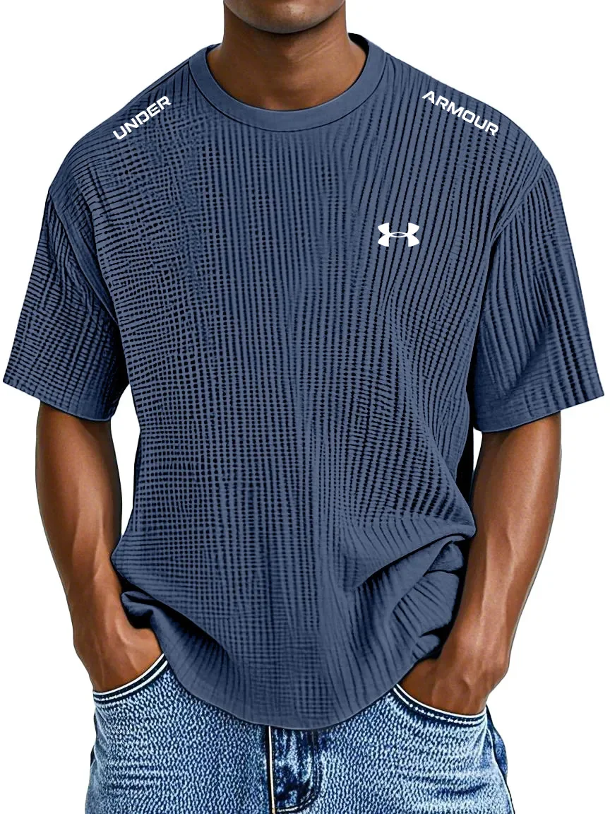 Men's Waffle Knit Short Sleeve T-Shirt Casual Crew Neck Athletic Tee