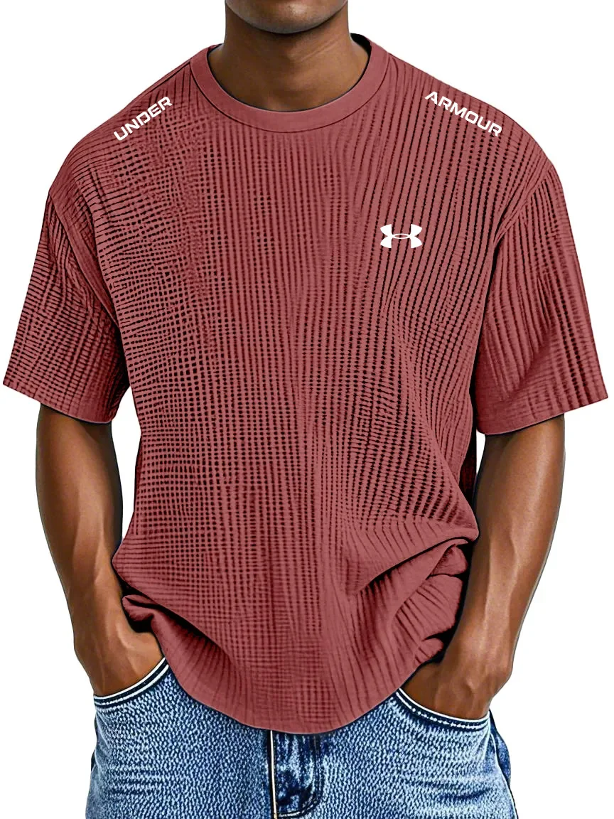 Men's Waffle Knit Short Sleeve T-Shirt Casual Crew Neck Athletic Tee