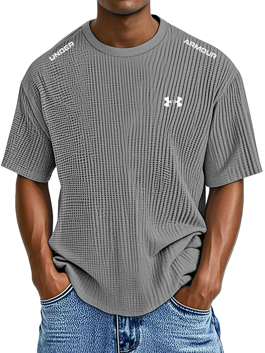 Men's Waffle Knit Short Sleeve T-Shirt Casual Crew Neck Athletic Tee
