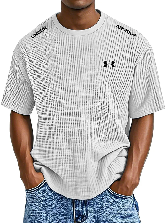 Men's Waffle Knit Short Sleeve T-Shirt Casual Crew Neck Athletic Tee