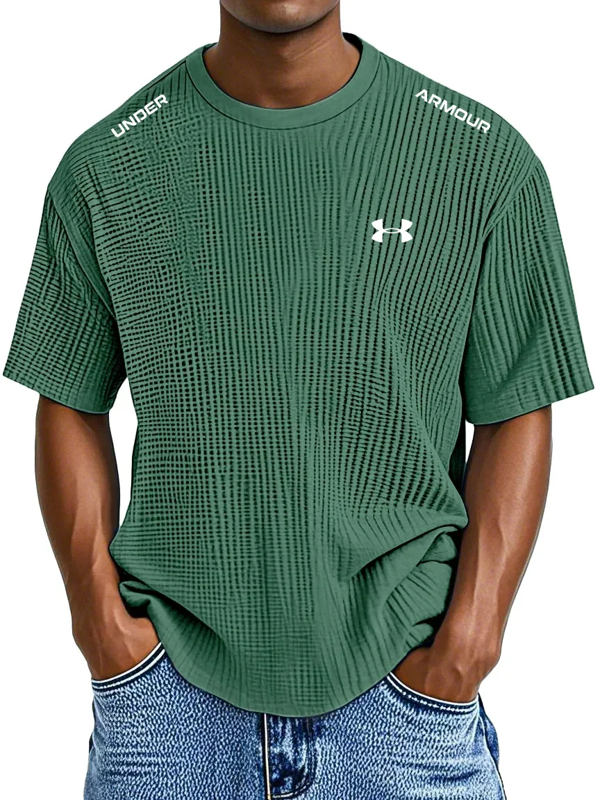 Men's Waffle Knit Short Sleeve T-Shirt Casual Crew Neck Athletic Tee